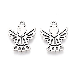 Plata Antigua Colgantes de la aleación de estilo tibetano, ángel, sin plomo y cadmio, plata antigua, 23x18.5x1.5 mm, agujero: 1.6 mm