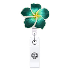Green Flower Polymer Clay Retractable Badge Reel, Card Holders, ID Badge Holder Retractable for Nurses, Green, 350x35mm