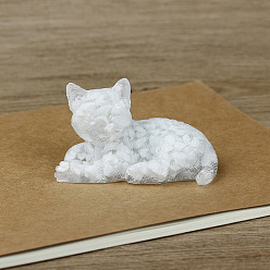 Shell Shell Cat Display Decorations, Sequins Resin Figurine Home Decoration, for Home Feng Shui Ornament, 80x50x50mm