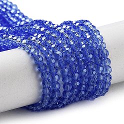 Royal Blue Electroplate Transparent Glass Beads Strands, Faceted, Round, Pearl Luster Plated, Royal Blue, 3mm, Hole: 0.8mm, about 164~166pcs/strand, 19.69~19.88 inch(50~50.5cm)