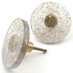 Labradorite Natural Labradorite & Resin Box Handles, Cabinet Knobs, Flat Round, 60x28mm