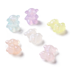 Mixed Color Luminous Acrylic Beads, Glitter Beads, Glow in the Dark, Bear, Mixed Color, 17.5x15x10.5mm, Hole: 3mm, about 370pcs/500g
