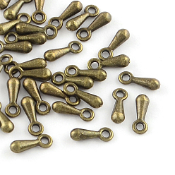 Antique Bronze Alloy Charms, Chain Extender Drop, Teardrop, Antique Bronze, 7x2.5x2mm, Hole: 1mm, about 5000pcs/bag