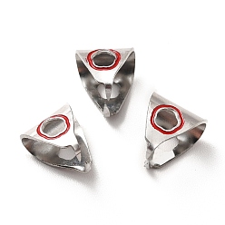 Red 304 Stainless Steel Snap on Bails, with Enamel, Triangle, Stainless Steel Color, Red, 9x8x7mm, Pin: 1mm