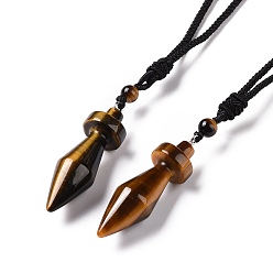 Tiger Eye Natural Tiger Eye Bullet Pendant Necklace with Nylon Cord for Women, 33.07~35.04 inch(84~89cm)
