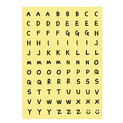 Желтый Алфавит начальная буква a ~ z ПВХ пластиковые самоклеящиеся наклейки, желтые, 140x100 мм, наклейки: 9 мм