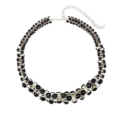 silver Exaggerated Rhinestone Irregular Necklace Retro Chic Unique Design Collarbone Chain Women