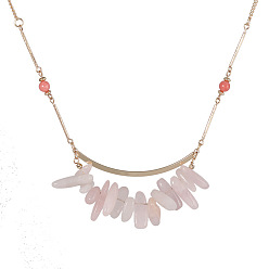 Rose quartz Stunning Copper and Gold Stone Pendant Necklace with European Style Charm