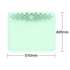 Pale Green Washable Silicone Craft Mat, Watercolor Oil Paint Palette Mat, with Graduated scale for Resin Casting, Painting, Art, Clay, Rectangle, Pale Green, 51x42cm