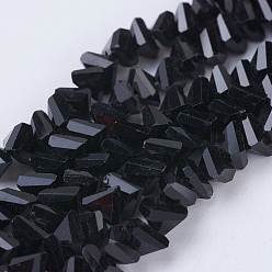 Black Opaque Glass Beads Strands, Faceted, Triangle, Black, 4.5x5x6mm, Hole: 1mm, about 100pcs/strand, 13.7 inch(35cm)
