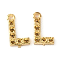 Letter L 304 Настройки горный хрусталь из нержавеющей стали кулон, золотые, Письмо L, пригодный для стразов 1 мм, 8x5x1 мм, отверстие : 0.7 мм