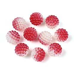 Малиновый Имитация жемчуга акриловые, Берри бисера, комбинированные бисером, круглые, малиновый, 15.5 мм, отверстие : 2.5 мм, около 200 шт / упаковка
