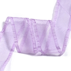 Plum 10 Yards Polyester Ruffled Ribbons, for Clothing Ornament, Plum, 1 inch(25mm)