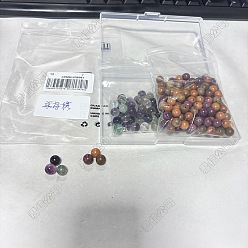 Флюорит 195шт. 6 стили, наборы круглых натуральных фиолетовых флюоритовых и деревянных бусин, 8 мм, отверстие : 1 мм