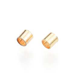 Real 18K Gold Plated Brass Crimp Beads, Nickel Free, Tube, Real 18K Gold Plated, 2x2mm, Hole: 1.5mm