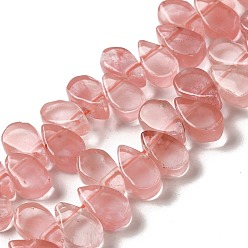Cherry Quartz Glass Cherry Quartz Glass Beads Strands, Teardrop, Top Drilled, 9~10x5~5.5x3.5~4mm, Hole: 0.7mm, about 40~48pcs/strand, 7.09~7.28''(18~18.5cm).