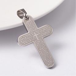 Stainless Steel Color 304 Stainless Steel Pendants, Cross with Lord's Prayero, Stainless Steel Color, 37x25.5x2mm, Hole: 9x5mm