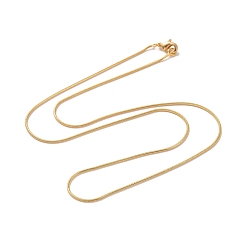 Real 18K Gold Plated Brass Square Snake Chain Necklaces, with Lobster Claw Clasps, Real 18K Gold Plated, 17.7 inch(45cm)