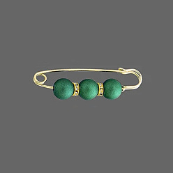 Green Imitation Pearl Safety Pin Brooches, Alloy Rhinestone Waist Pants Extender for Women, Golden, Green, 58mm