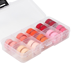 Pink 20 Rolls 10 Colors Sewing Thread, Plastic Bobbins Sewing Machine Spools with Clear Storage Case Box, Pink, 0.4mm, about 38.28 Yards(35m)/Roll, 2 rolls/color