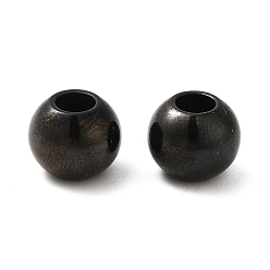 Black Ion Plating(IP) 304 Stainless Steel Beads, Round, Electrophoresis Black, 10x8mm, Hole: 4mm