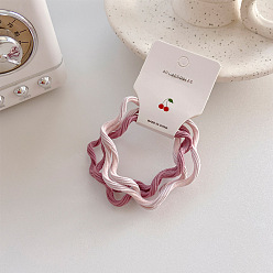 pink 4 pieces one card Candy-colored hair tie for girls with Morandi color and wavy hair.