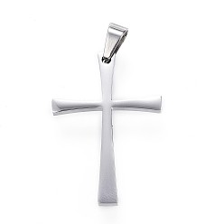 Stainless Steel Color 304 Stainless Steel Pendants, Cross, Stainless Steel Color, 40x28x3mm, Hole: 5x8mm