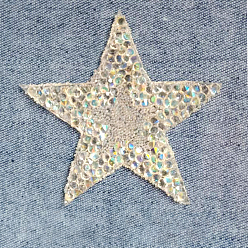 Clear AB Glitter Resin Hotfix Rhinestone, Iron on Patches, Dress Shoes Garment Decoration, Star, Clear AB, 60x60mm