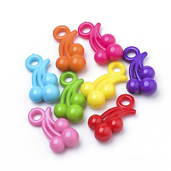 Mixed Color Opaque Acrylic Pendants, Cherry, Mixed Color, 20x11x6mm, Hole: 3mm, about 1140pcs/500g