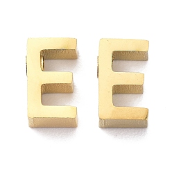Letter E Ion Plating(IP) 304 Stainless Steel Charms, Alphabet, Golden, Letter.E, 8x4.5x3mm, Hole: 1.8mm