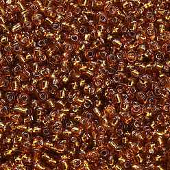 Темно-Золотистый 12/0 стакан бисер, серебряная линия круглое отверстие, круглые, темные золотарник, 2 мм, отверстие : 1 мм, Около 3306 шт / 50 г