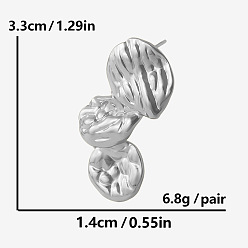 Серебро Геометрические нерегулярные 304 серьги-гвоздики из нержавеющей стали, серебряные, 33x14 мм