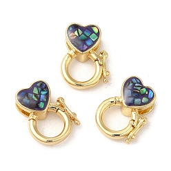 Фиолетовый Латуни Twister застежками, с эмалью и ракушкой, долговечный, без свинца и без кадмия, реальный 18 k позолоченный, сердце, фиолетовые, 13.5x10.5x5.5 мм, внутренний диаметр: 5.5 мм
