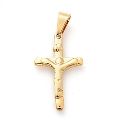 Golden 304 Stainless Steel Pendants, For Easter, Crucifix Cross, Golden, 32x19x3mm, Hole: 7x4mm