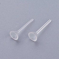 Clear Plastic Stud Earring Findings, Clear, 5mm, Pin: 0.7mm, about 1000pcs/bag