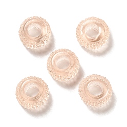 PeachPuff Transparent Resin European Beads, Large Hole Beads, Textured Rondelle, PeachPuff, 12x6.5mm, Hole: 5mm