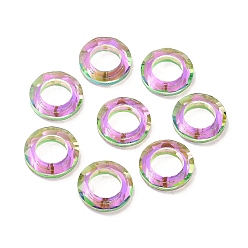 Purple Electroplate Transparent Glass Linking Rings, Crystal Cosmic Ring, Prism Rings, Faceted, Round Ring, Purple, 14x3.5mm, Inner Diameter: 8mm