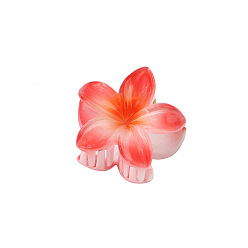 Orange Red Flower Shape Plastic Claw Hair Clips, Hair Accessories for Women Girl, Orange Red, 40mm