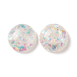 Clear Resin Imitation Opal Cabochons, Flat Back Round, Clear, 8x2.5mm