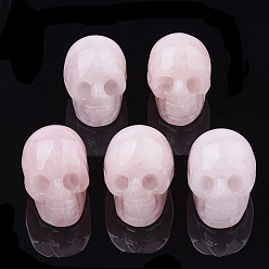 Rose Quartz Natural Rose Quartz Display Decorations, Skull, 27~28x23~26x35~36mm