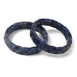 Содалитовое Натуральный содалит бусины эластичные браслеты для женщин мужчин, внутренний диаметр: 2-1/4~2-3/8 дюйм (5.55~5.95 см)