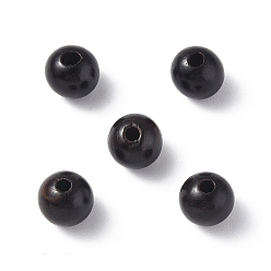 Black Wood Beads, Undyed, Round, Black, 6mm, Hole: 1.6mm