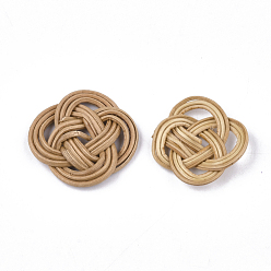 BurlyWood Handmade Reed Cane/Rattan Woven Pendants, For Making Straw Earrings and Necklaces, BurlyWood, 22~26x22~26x3~4mm
