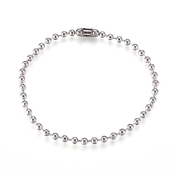 Stainless Steel Color 304 Stainless Steel Ball Chain Bracelets, Tag Chain, Stainless Steel Color, 7-3/8 inch(18.7cm)