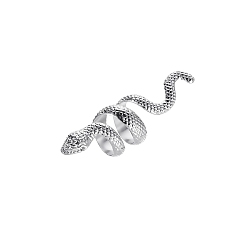 Silver Alloy Wide Cuff Ring, Snake, Silver, US Size 8(18.1mm)