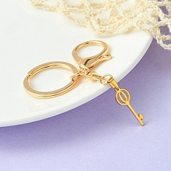 Letter O 304 Stainless Steel Initial Letter Key Charm Keychains, with Alloy Clasp, Golden, Letter O, 8.8cm