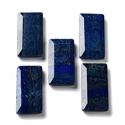 Lapis Lazuli Natural Lapis Lazuli Pendants, Faceted Rectangle Charms, 25x13x4~4.5mm, Hole: 1mm