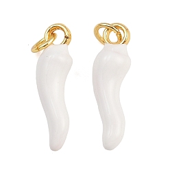 Белый Латунь эмаль подвески, рог изобилия / итальянский рог корничелло амулеты, с прыжковых колец, золотые, стойки покрытие, без кадмия и без свинца, долговечный, белые, 20.5x6x5 мм, отверстие : 3.4 мм