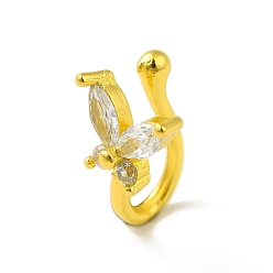 Золотой Прозрачная клипса-бабочка из кубического циркония на кольцах в носу, латунная манжета для носа без пирсинга для женщин, золотые, 12 мм