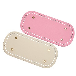 Mixed Color 2Pcs 2 Colors PU Leather Knitting Crochet Bags Nail Bottom Shaper Pad, Bag Cushion Base, with Alloy Nail, Bag Bottom Accessories, Rectangle, Mixed Color, 18x8x1.1cm, Hole: 4mm, 1pc/color